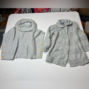 Girls bundle of 2 sweaters. Size 4/4T. Gray button up thick long sweater.